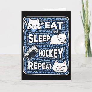 Tarjeta Comer Dormir Hockey Repetir Chicos Chicas Niños Ho