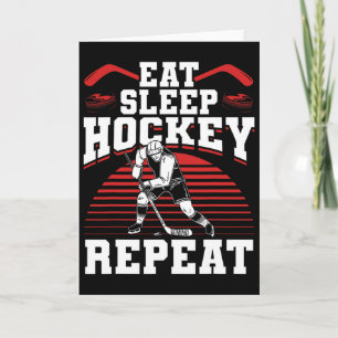 Tarjeta Comer Dormir Hockey Repetir Regalo para Jugador de
