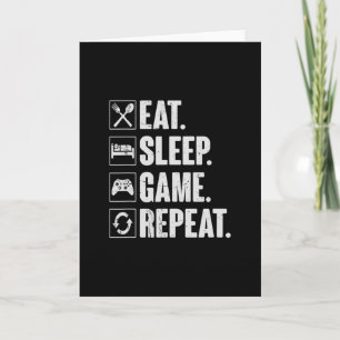 Tarjeta Comer Dormir Juego Repetir Vídeo Divertido Regalo 