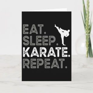 Tarjeta Comer Dormir Karate Repetir Divertido Diseño De Ka