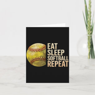 Tarjeta Comer Dormir Softbol Repetir Divertido Jugador de