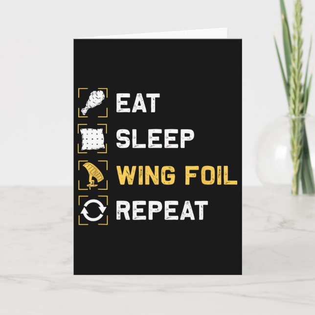 Tarjeta Comer Dormir Wing Foil Repetir Divertido Wing Surf (Anverso)