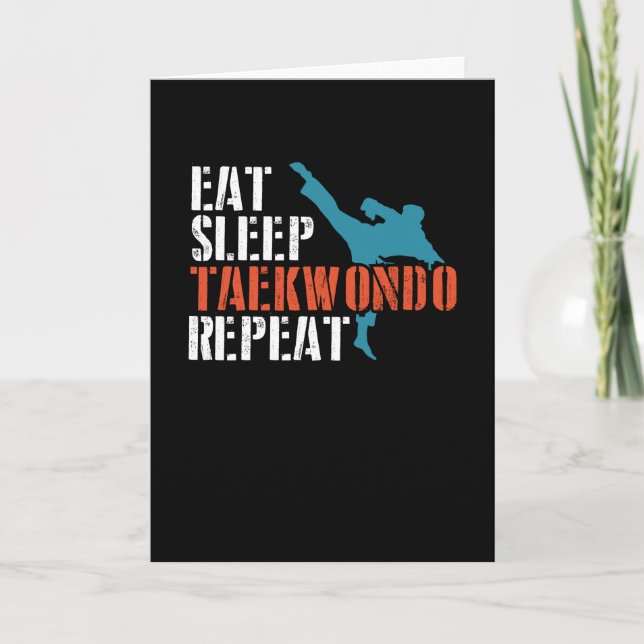 Tarjeta Comer el sueño taekwondo repetir (Anverso)