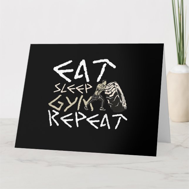 Tarjeta Comer Gimnasio De Sueño Repetir Cita Graciosa (Anverso)