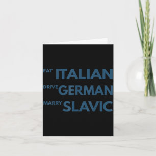 Tarjeta Comer italiano conducir alemán casarse eslavo 
