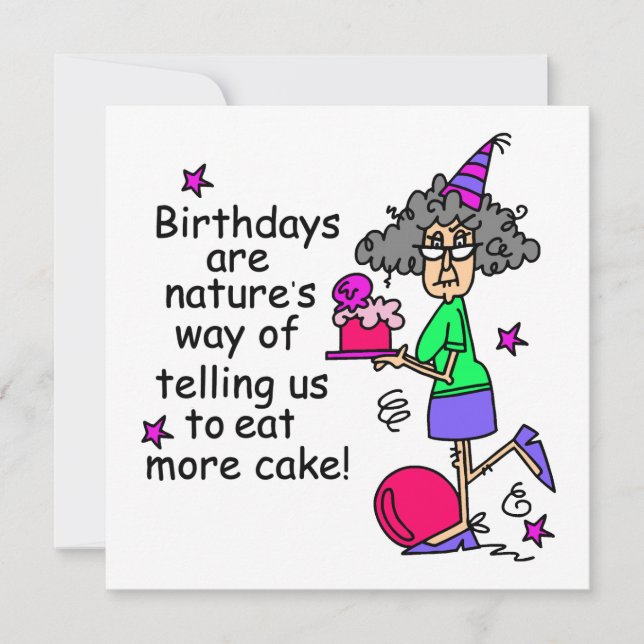 Tarjeta Comer más humor de cumpleaños de pasteles (Anverso)