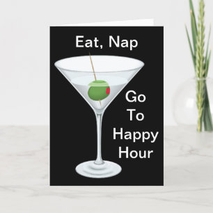 Tarjeta Comer Nap Ir A La Hora Feliz Martini Feliz Cumplea