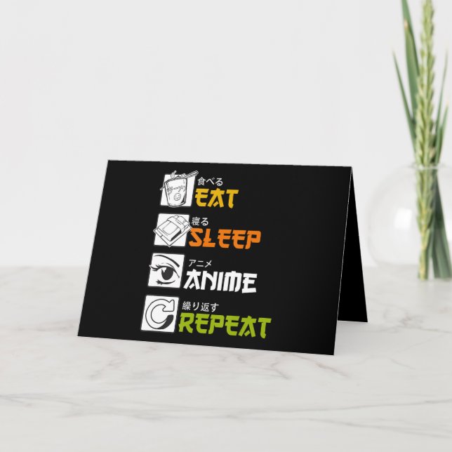 Tarjeta Comer Sleep Anime Repetir Idea de Regalo Cosplayer (Anverso)