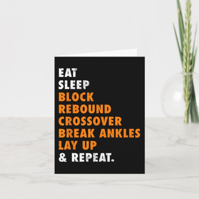 Tarjeta Comer Sleep Basketball Repetir regalo divertido pa (Anverso)