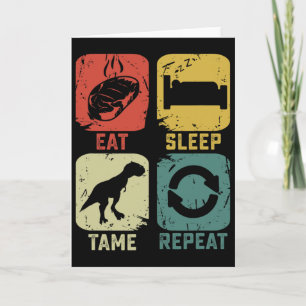 Tarjeta Comer Sleep Tame Repetir Dinosaurio Gaming Geek Fu