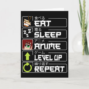 Tarjeta Comer Sueño Anime Nivel Arriba Repetir Otaku Anime