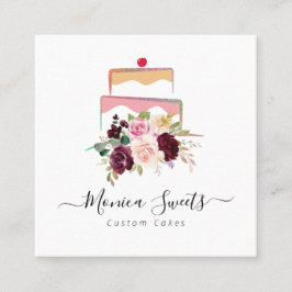 tarjeta comercial con logotipo floral de pastelerí