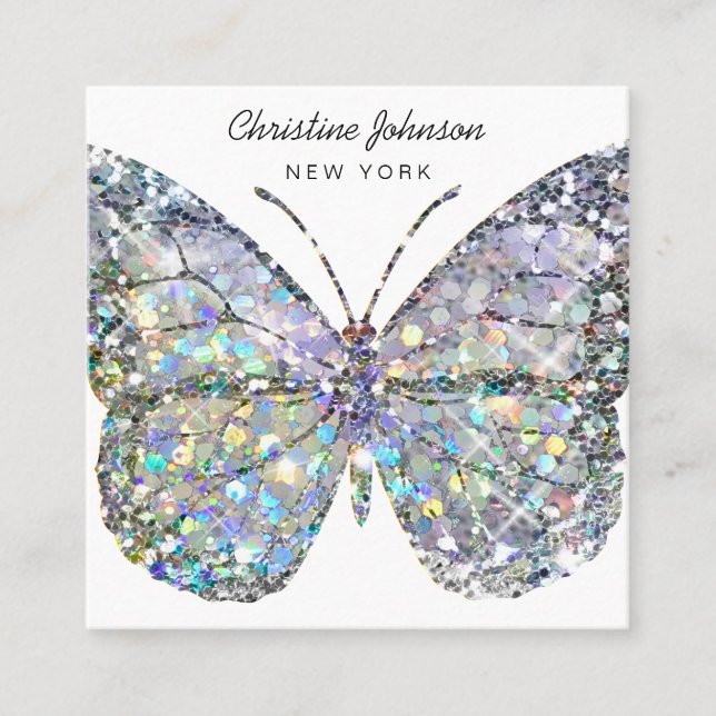 tarjeta comercial cuadrada de diseño de mariposa (Anverso)