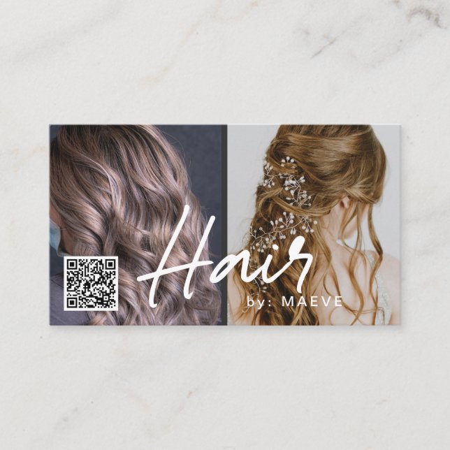 Tarjeta comercial de código QR para el cabello ele (Anverso)