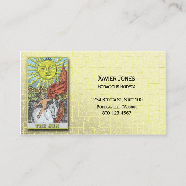 Tarjeta comercial personalizada Tarot Sun (Anverso)