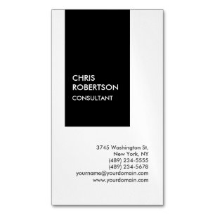 Tarjeta comercial única vertical blanca y negra