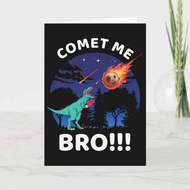 Tarjeta Comet Me Bro Funny Boxing T Rex Dinosaur Pun Extin (Anverso)