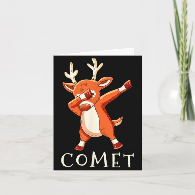 Tarjeta Comet Santas Reindeers Family Matching Outfit Chri (Anverso)