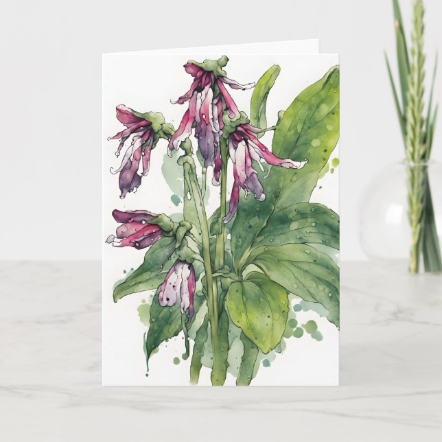 Tarjeta Comfrey - Watercolor flowers (Anverso)