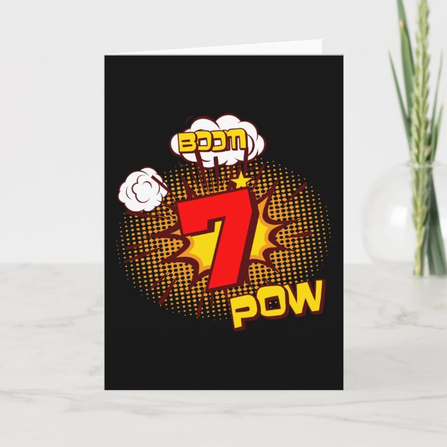 Tarjeta Cómic de niño de 7 años de edad (Anverso)