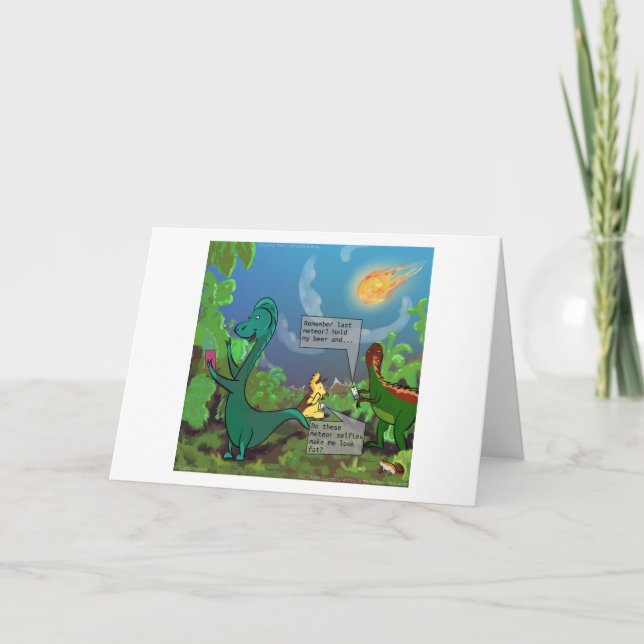 Tarjeta Cómic divertido de dinosaurios selfie (Anverso)