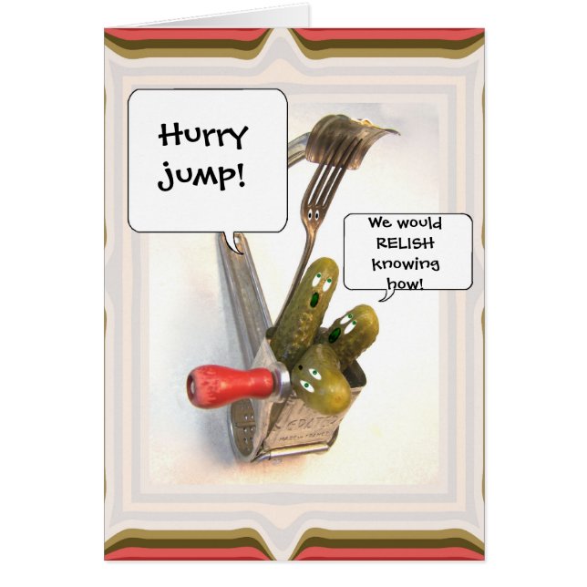 Tarjeta cómica de la plantilla de tres pepinillos (Frente)