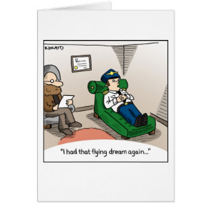 Tarjeta cómica Jetlagged--Piloto en terapia