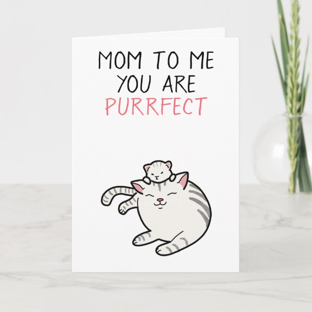 Tarjeta Cómico gato ilustracion Día de la Madre (Anverso)