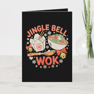 Tarjeta Comida China Jingle Bell Wok Navidad Xmas