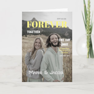 Tarjeta comida de un día para pareja revista foto amarilla