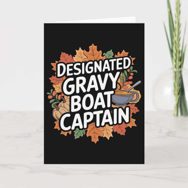 Tarjeta Comida divertida de Acción de Gracias - Capitán de (Anverso)