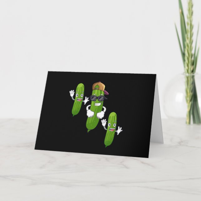 Tarjeta Comida divertida de pepino bailando (Anverso)
