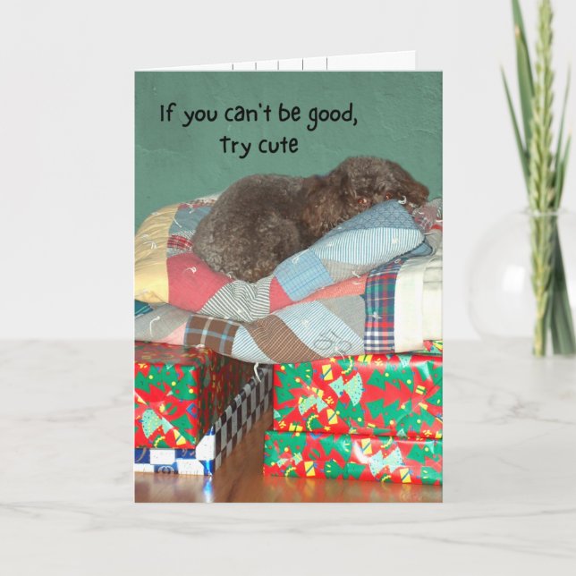 Tarjeta Comida divertida en Navidad ofrece vacaciones (Anverso)