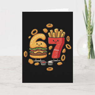 Tarjeta Comida Rápida Divertida 67 Hamburguesa Papas Frita