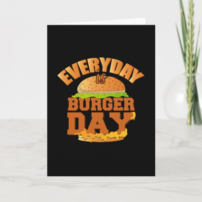 Tarjeta Comida rápida hamburguesa queso divertida come com (Anverso)
