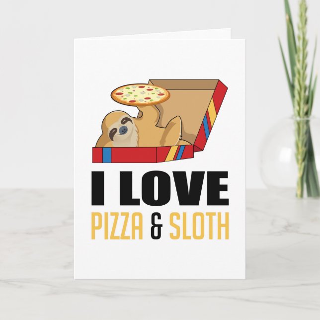 Tarjeta Comida rápida hamburguesa Sloth Funny Pizza Comer  (Anverso)