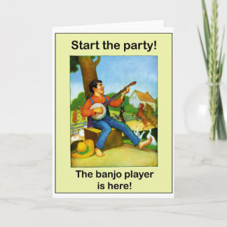 Tarjeta ¡Comience el fiesta! ¡El jugador del banjo está
