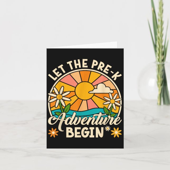 Tarjeta Comienza La Aventura De Pre-k Retro Primer Día De  (Anverso)