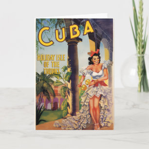 Tarjeta Comisión de Turismo Vintage Cubana Viajes a los Tr