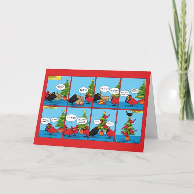 Tarjeta Cómo decorar un árbol de Navidad Cómic (Anverso)