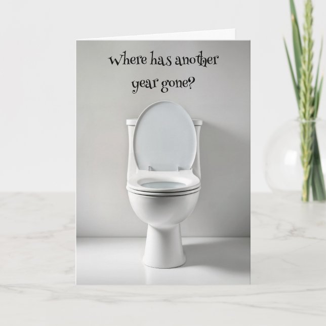 Tarjeta Cómo envejecer Humor De Cumpleaños Baño Blanco (Anverso)