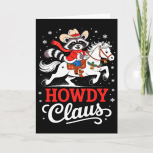 Tarjeta Cómo estás Claus Mapache Divertido Vaquero Navidad