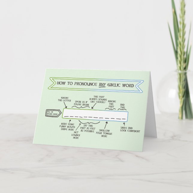 Tarjeta Cómo Pronunciar cualquier palabra gaélica (Anverso)