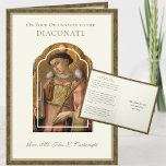TARJETA COMO SE LE ORDENA AL DIACONATO<br><div class="desc">Esta es una hermosa tarjeta de Diaconato con San Esteban (Político del 1476,  s. stefano) en la parte delantera y una oración de San Pio X a la Santísima Virgen María. San Esteban fue uno de los primeros diáconos ordenados de la Iglesia. También fue el primer mártir cristiano.</div>