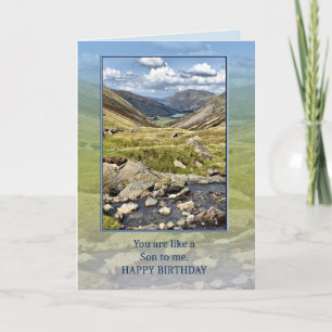 Tarjeta Como un cumpleaños de un hijo con un paisaje monta