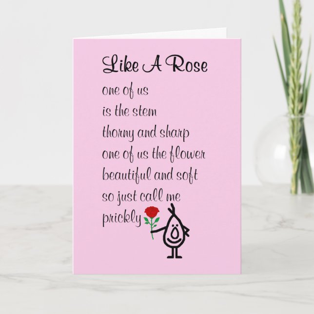 Tarjeta Como un poema Rosa, divertido y feliz Boda Anivers (Anverso)