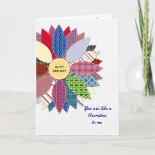 Tarjeta Como una abuela a mí, cosido cumpleaños de la flor