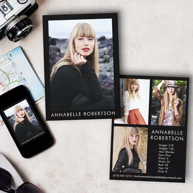 Tarjeta Comp Actor Modelo de Fotos Moderno 4 (Customize to change background color, text size or text style. Available for prints and download.)