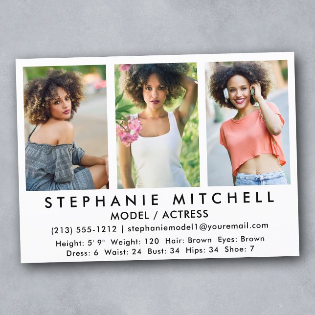 Tarjeta Comp de Actor Modelo - 3 Foto Qué (Customize to change background color, text size or text style.)