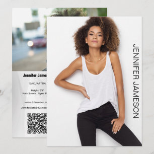 Tarjeta Comp de Actor Modelo   3 fotos y código QR